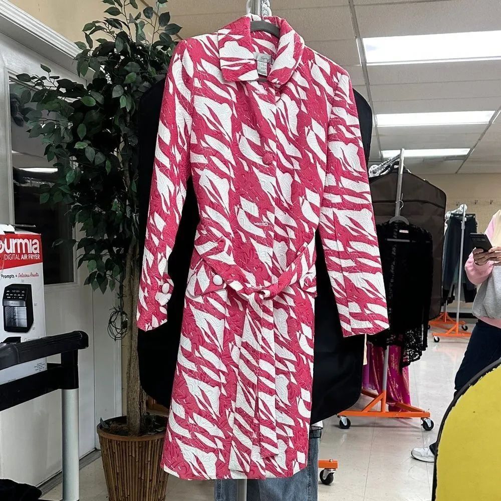 Spiegel Vibrant Pink and White Trench Coat